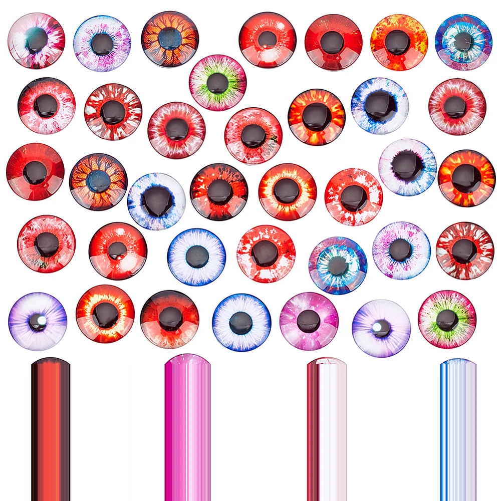 25mm Glass Cabochon Eyes 50pcs Dragon Eyes Tiles Scary Human Pupil Eyes Half Round Gems Glass Cabochons for Sculptures