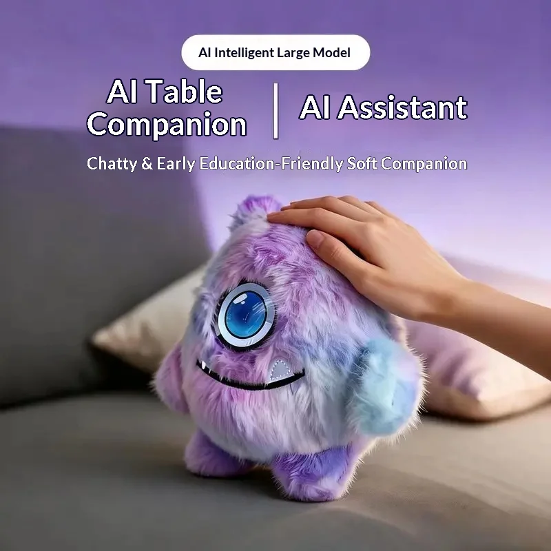 AI Smart Cat Plush Toy Touch Sensor Glowing Eyes Wagging Tail Multilingual Interactive Pet Companion Toy Gift For Frends