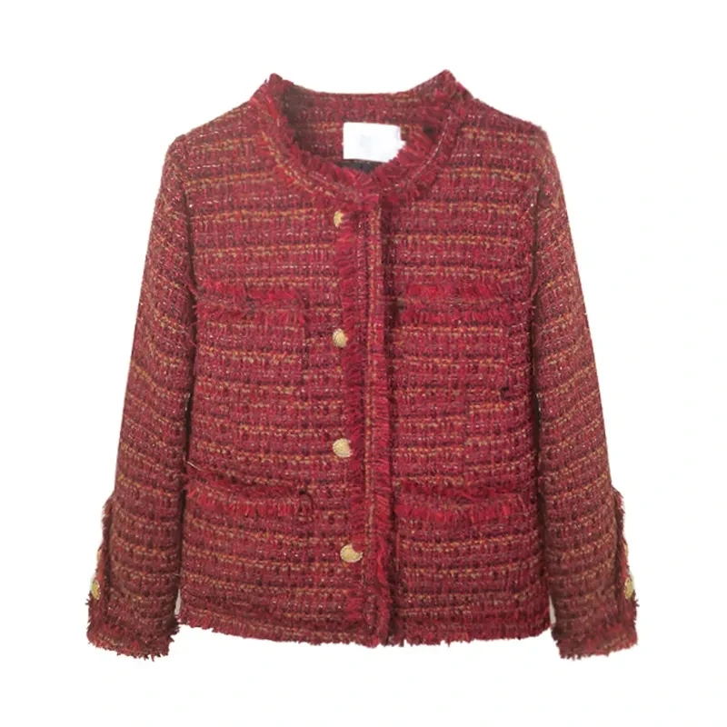 

Spring And Autumn New French High-end Temperament Red Small Fragrance Coat Female Short Sweed Fashion Windbreaker Female.
