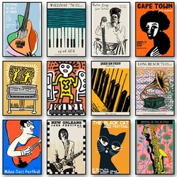 Vintage Jazz Canvas Paintings Carnival of Swing Posters and Prints Wall Art Picture for Living Room Cuadros Home Decoration