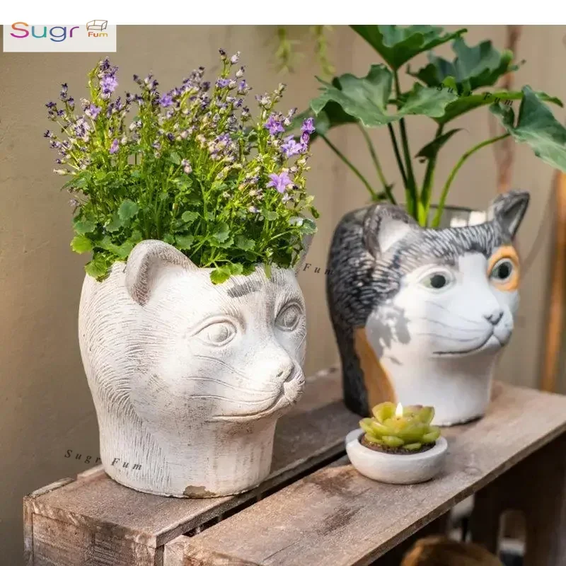 

Пасторальная форма животного, цементные сочные цветочные горшки, горшки для растений, садовые украшения, вазы, домашние произведения искусства, цветочный горшок, аксессуары для растений