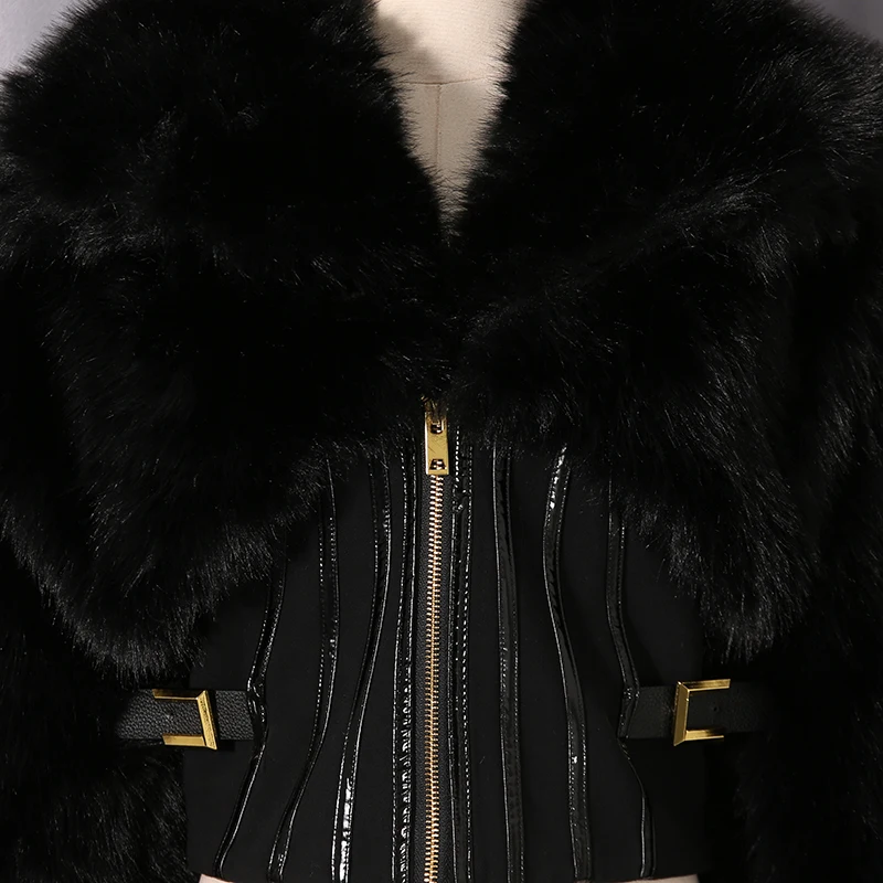 KBQ, chaquetas adelgazantes con cremallera empalmada de temperamento sólido para mujer, cuello en V, manga larga, chaqueta cálida elegante, moda femenina, invierno, nuevo