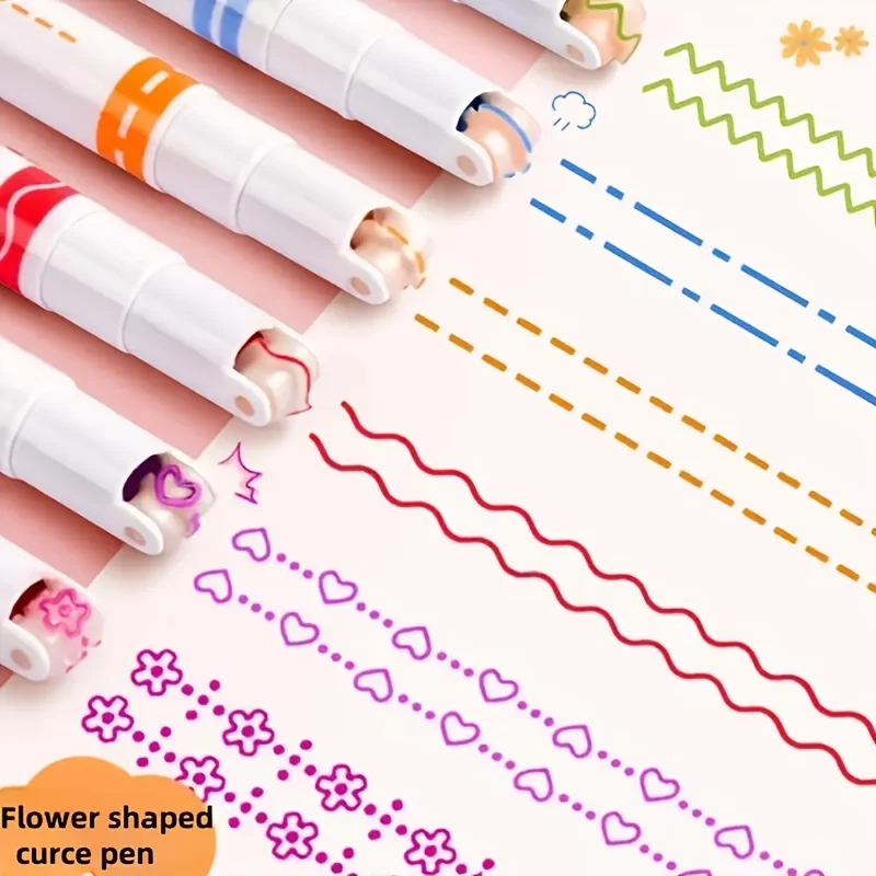 

1 набор из 6 контурных ручек с двумя наконечниками, один конец можно писать нормально, легкая защелкивающаяся крышка, круглый корпус ручки, подходит для заметок и маркировки