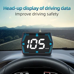 2024 New Car Head Up Display For HUD Smart Meter Auto GPS Security Overspeed Alarm Speed Compass Electronic Accessories