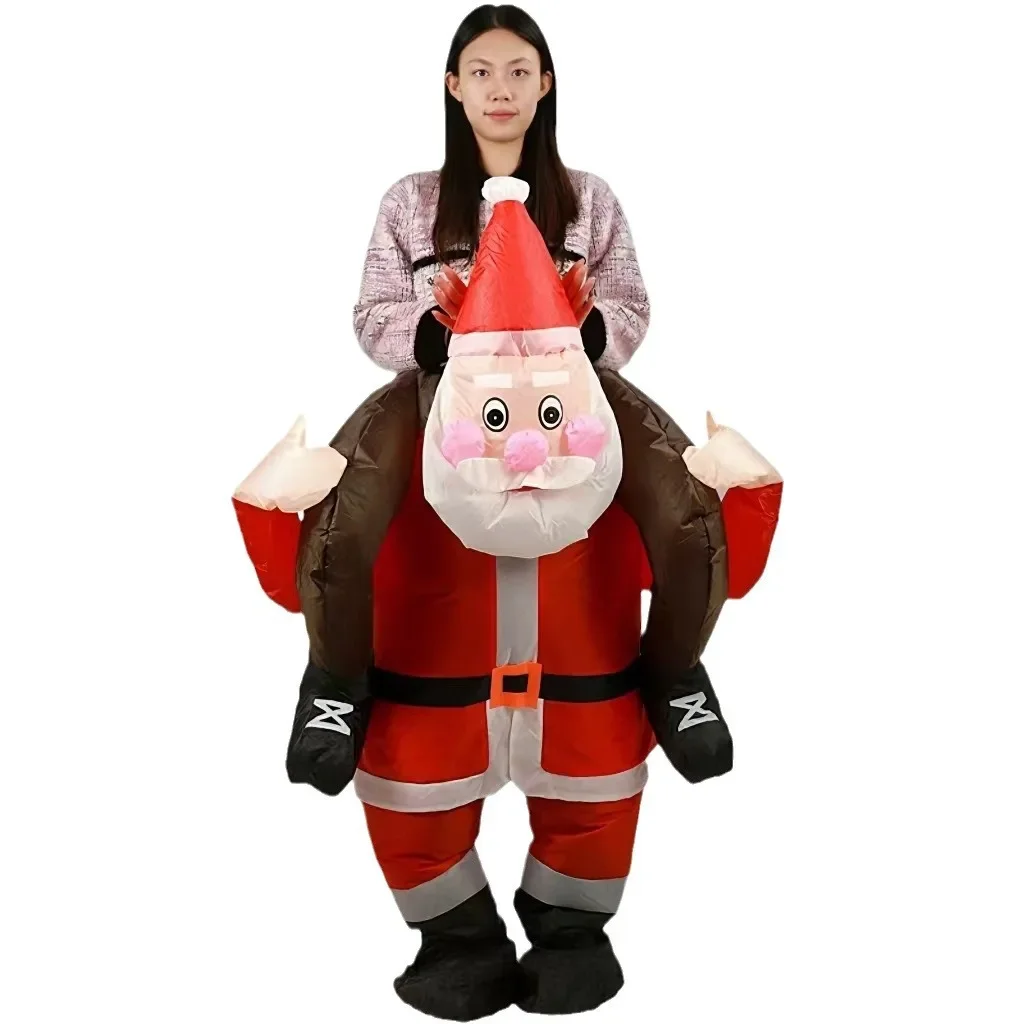 Christmas Holiday Costumes Upright Walking Cute Show Props Riding Santa Inflatable Suit