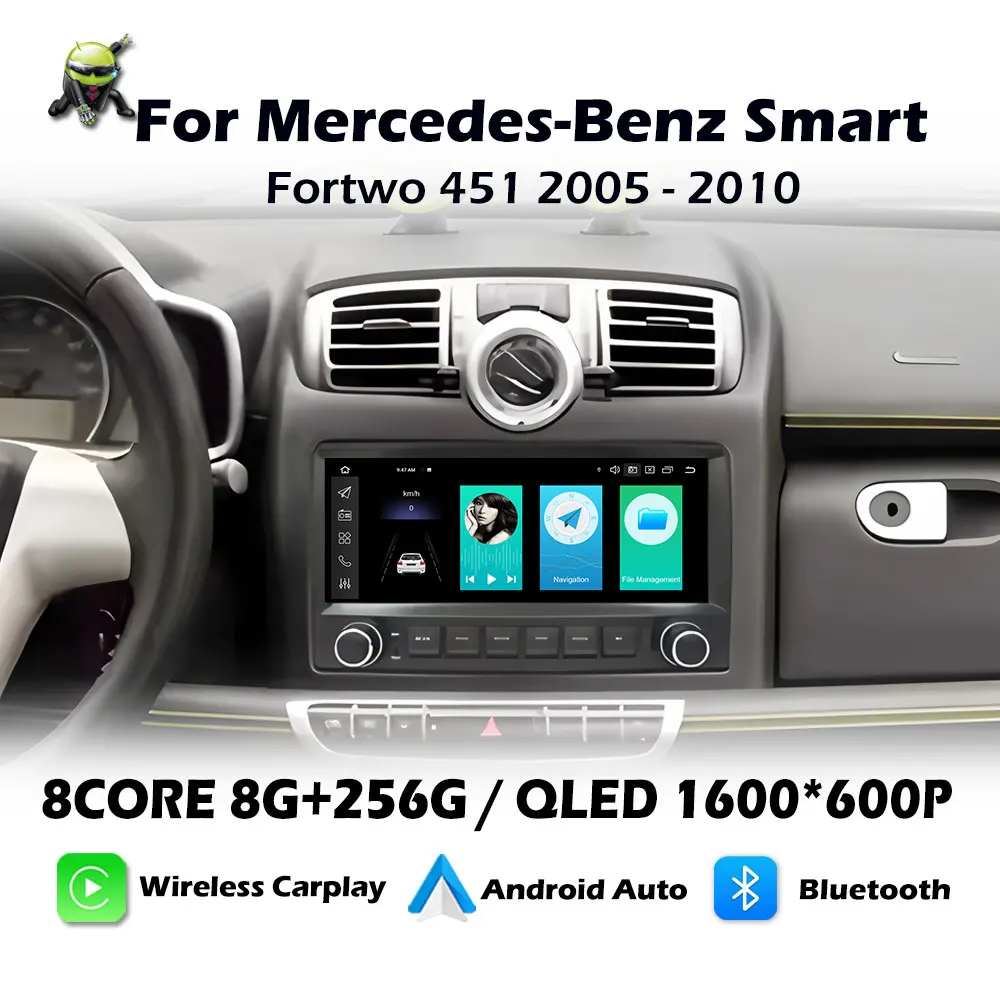 Android 16 for Mercedes-Benz Smart Fortwo 451 2005 - 2010 Wireless Carplay Car Radio Audio Multimedia Player Touch Screen