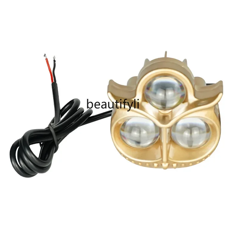 

Motorcycle led lights, golden owl trinocular lens spotlights modified off-road headlights