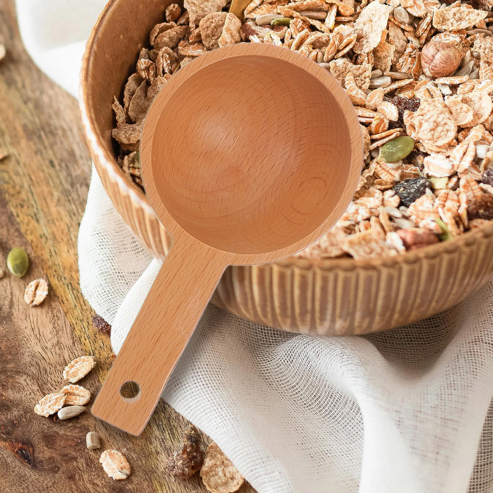 

5pcs Measuring Spoon Set Wooden Coffee Scoops Kitchen Teaspoons Adjustable Powder Scoop Dry Ingredients Liquid WoodSpoons