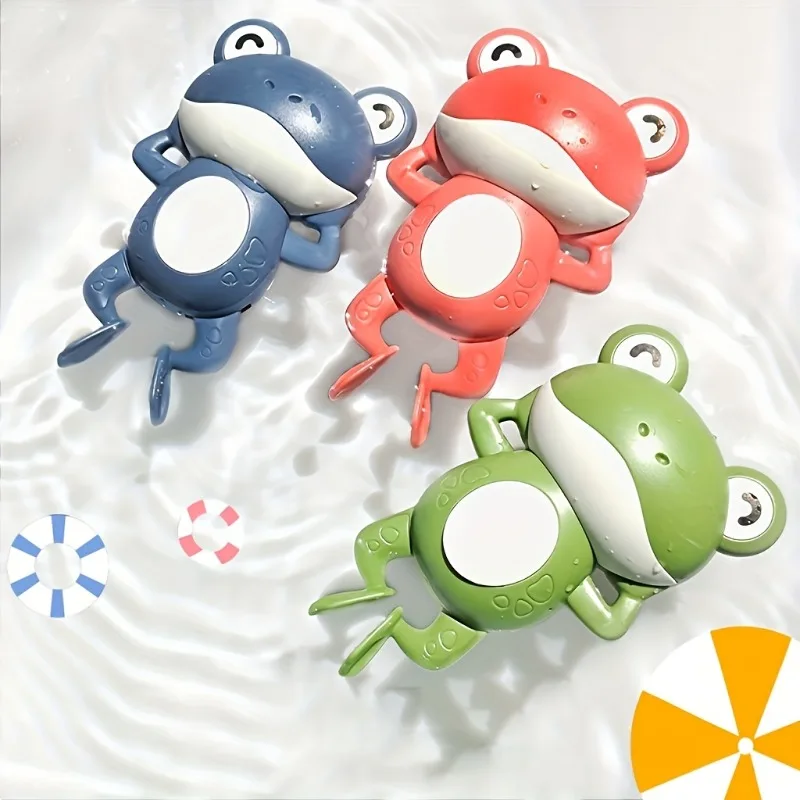 1pc Cute Clockwork Frog Baby Bath Toy - Non-Toxic Plastic, for Vintage Water Games for Shower & Swimming Pool Toys Kids Gifts