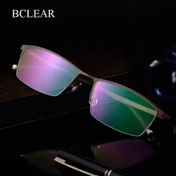 BCLEAR Business Men Luxury Titanium Glasses Half Frame Optical Frames Retro Trend Spectacle Eyeglasses High Quality Light Glass