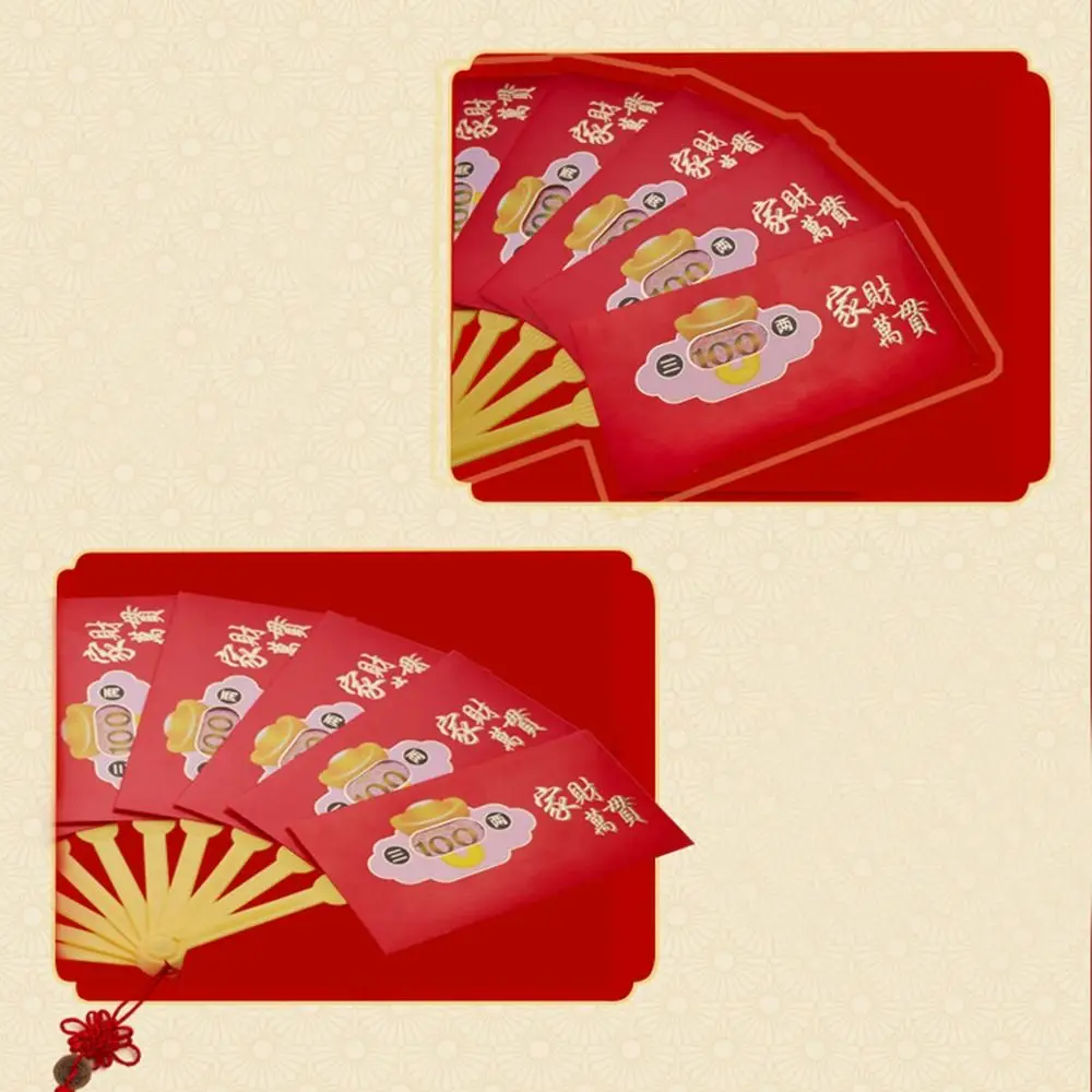 6/10 Slots Trendy Exquisite Creative Chinese New Year Red Envelope Blessing Pockets Spring Festival Fan Shape Money Pockets