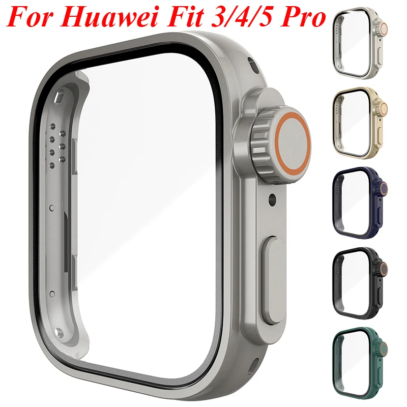 Change To Ultra Case for Huawei Watch Fit 5 Pro Tempered Glass Cases Screen Protector for Huawei Fit5 Fit4 Fit3 Upgrade to Ultra