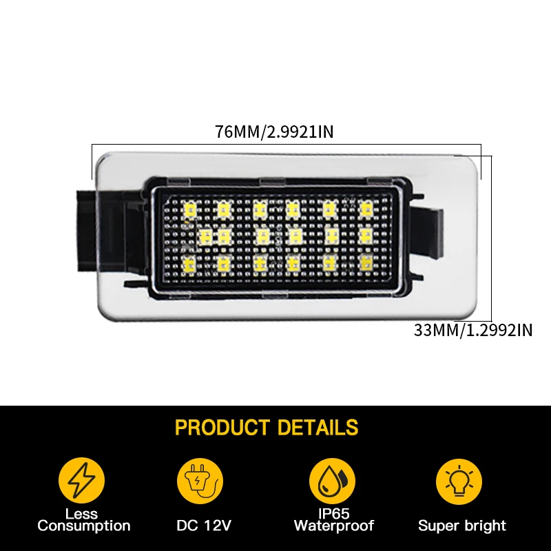 2PCS White LED License Plate Light Lamp For Nissan Serena C27 2016-2018 Altima 2019-2020 Suzuki Landy 2016-up Dacia Duster 2018