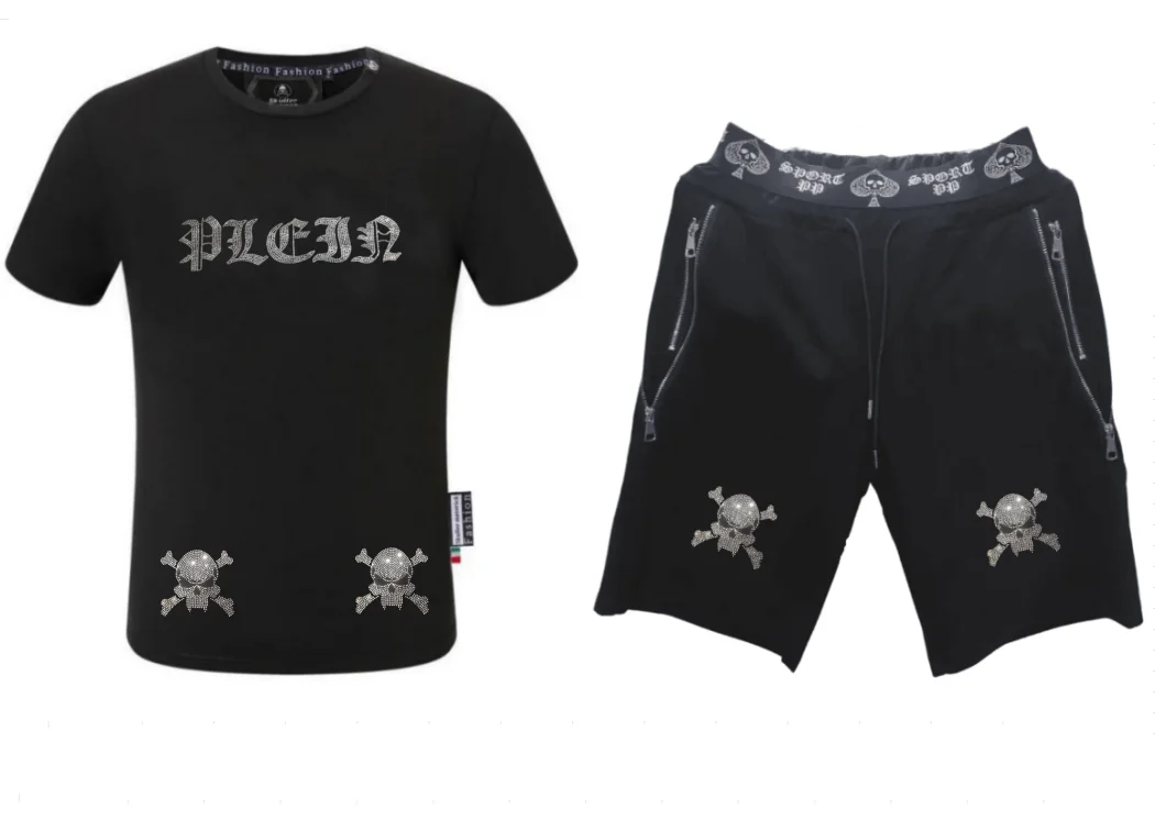 Men's Summer Brand Casual Set Rhinestone Tracksuit Designer Outfit T-shirt & Shorts Short Sleeve Fashion Casual Wear