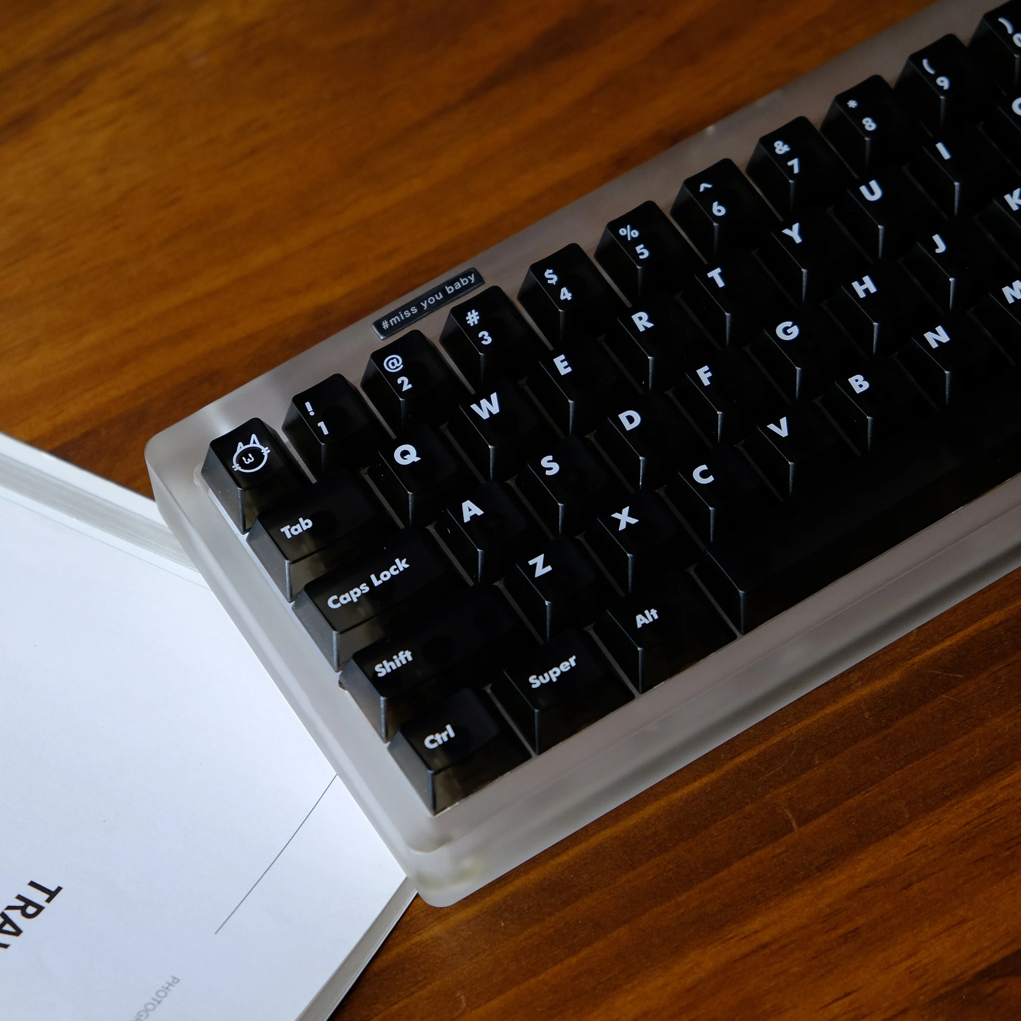 

122 Keys Double Shot Matte ABS Keycaps Cherry Profile Black Foggy Crystal Transparent Key caps for MX Switches Gaming Keyboard