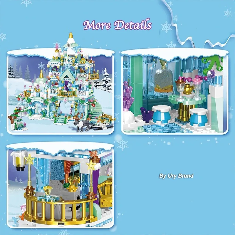 Blocos de construção princesa luxo castelos gelo grande playground casa bonecas tijolos brinquedos para meninas diy presentes educativos 1151