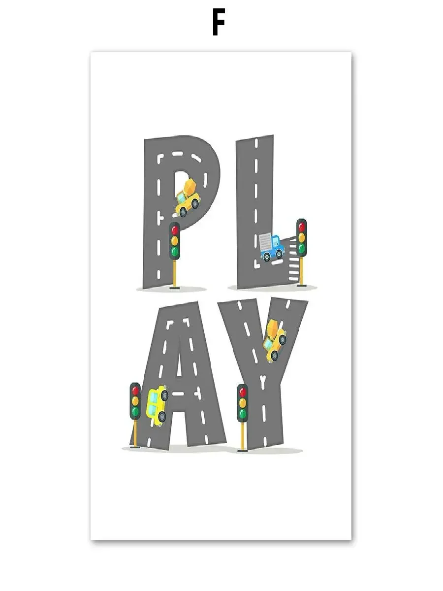 Kids Room Decor Alphabet Learning Vehicles Canvas   Fire Truck  Ambulance Nursery Wall Posters