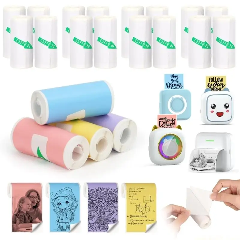 9Pcs Children Camera Thermal Printing Paper Rolls 57x25mm Replacement Thermal Paper For Creative Photo Printing