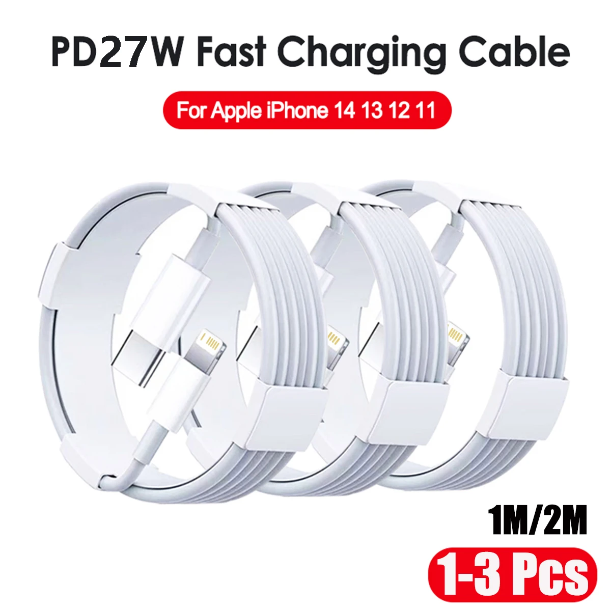 1-3 Pcs 27W Fast Charging USB C Cable For iPhone 14 13 12 11 Pro Max Plus Xr Xs Max 3.3 FT Type C to Lightning Phone Data Cord