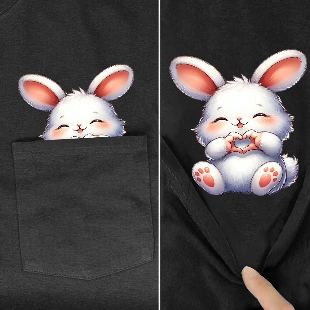 

Симпатичные хлопковые футболки CLOOCL с кроликом, милая футболка с рисунком жеста и сердца, женские рубашки с коротким рукавом, хип-топы