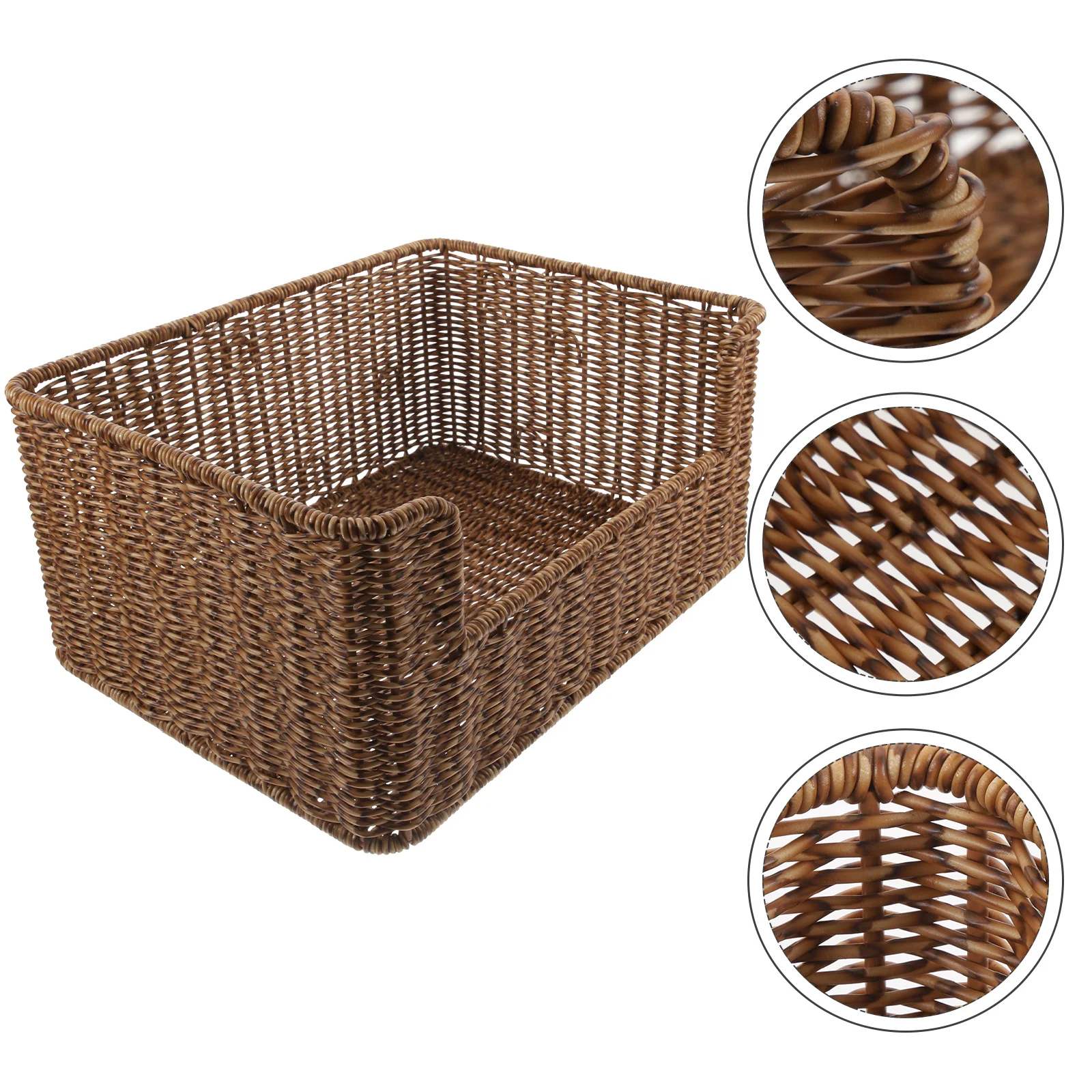 

Imitation Rattan Woven Basket Rustic Storage Organizer for Books Snacks Home Decoration Sundries Rattan Woven Basket