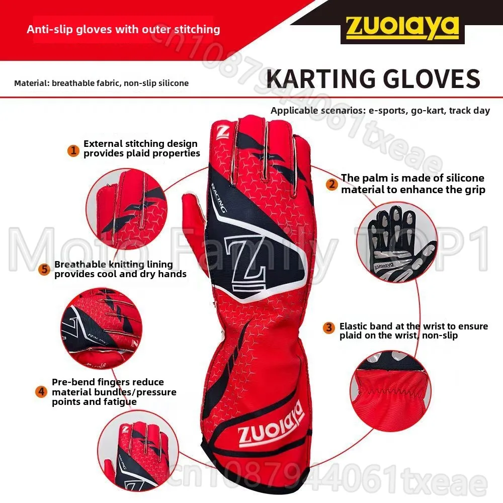 Kart Off-Road Vehicle Racing Long Gloves Outer Seam Non-Slip Light Thin Full Palm Silicone Wear-Resistant Customizable Pattern