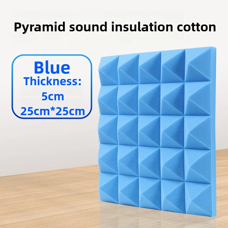 12pcs 25x25x5cm Self-Adhesive Soundproof Panels Acoustic Foam Pyramid Tiles for Walls Bedroom Home Noise Reduction for Tenants