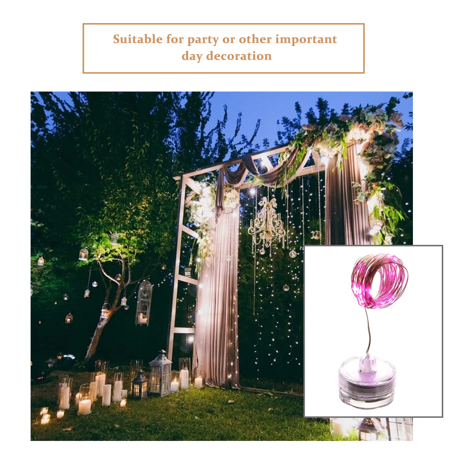 6Pcs Waterproof String Lights Submersible LED Lights 2M Length 20 Lamp Beads Plum Blossom Button Battery Box for Wedding