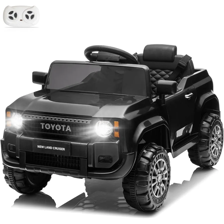 12V 電動乗用車、ライセンス取得済みのトヨタ電気トラック（幼児向け）、リモコン付き、開閉可能なドア付き子供用バッテリーカー、3段階速度調整