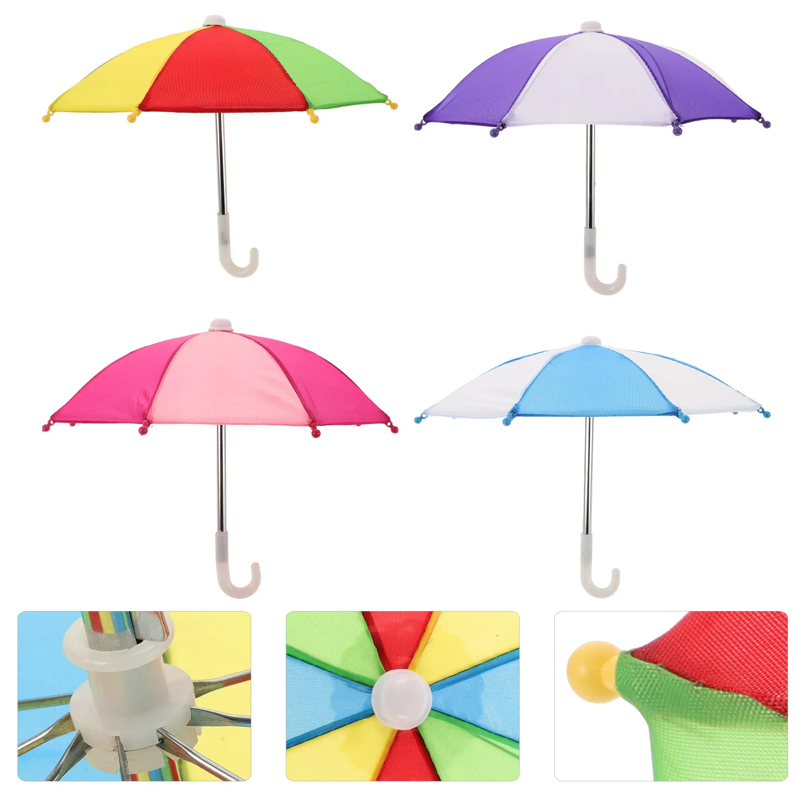 

Набор из 4 миниатюрных зонтов: высокодетализированные, компактные, легкие украшения для крошечных домиков, микросцен и аксессуары для ролевых игр