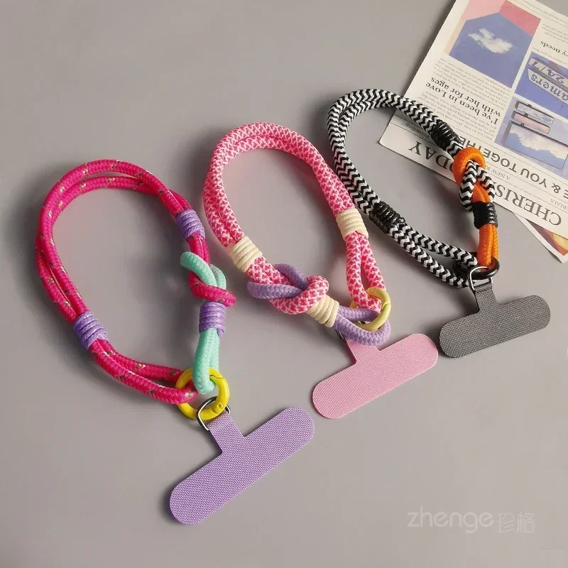 Two Strand Dual Use Pattern Handstring Mixed Color Mobile Phone Lanyard Women's Short Wrist Strap Style Phone Universal Strap