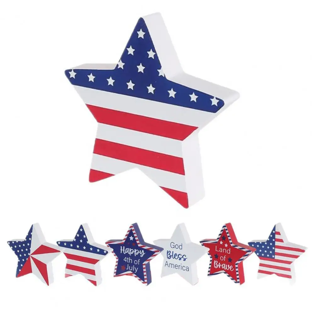 

Patriotic Wooden Star Block White Blue Patriotic Accents Patriotic Wooden Star Signs for Independence Day Day Decor for 4th