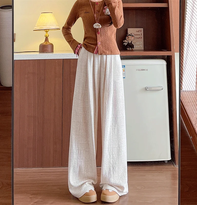 Pantalones de pierna ancha azul para mujer verano de secado rápido Slim-Fit urbano dopamina Modal cordones fajas corredores pantalones empalmados fluidos