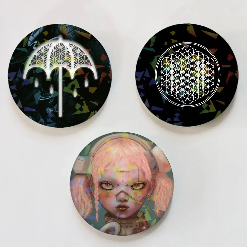Band B-Bring M-Me The Horizon Round Exquisite Laser Badge Brooches Creative Pins For Clothes Hat Backpack Gift Accessories