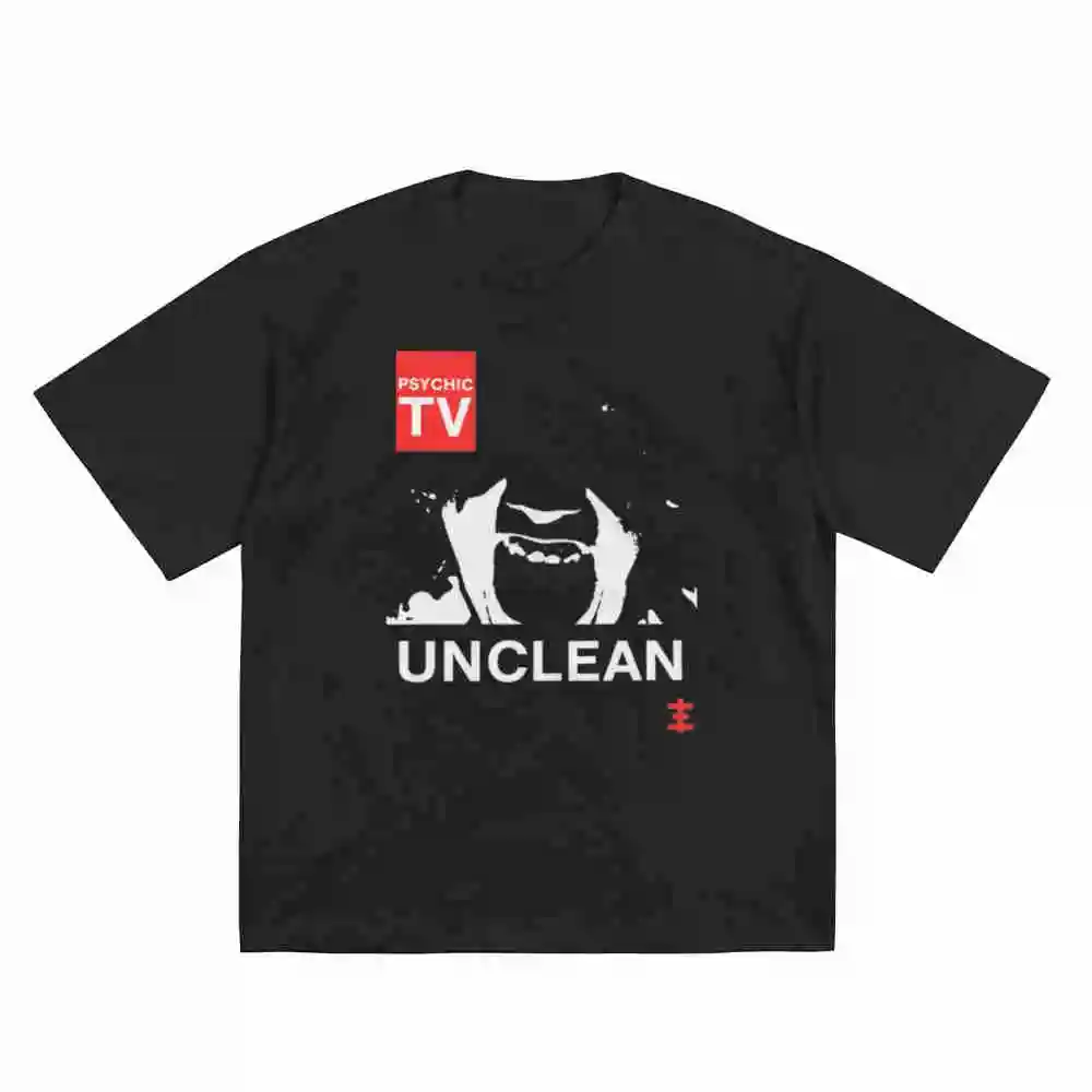 Vintage Style Psychic TV Unclean Throbbing Gristle Short Sleeve Tee 100% Cotton T-Shirt