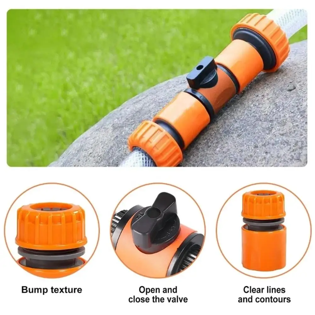 1Pc Garden Hose Quick Connector 16mm Garden Hose Shut Off Valve Switch Quick Connector Nipple Irrigation Tubing Stop Water