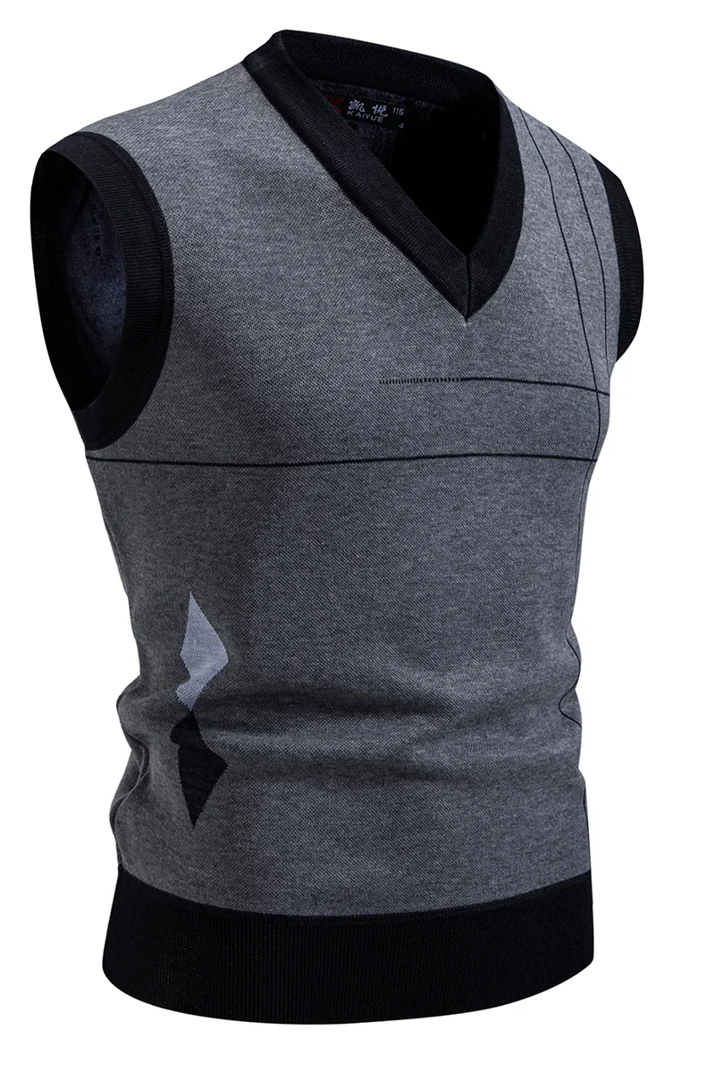 Men's New Fleece Sweater Knit Vest Stylish and Comfortable V-neck Knitwear