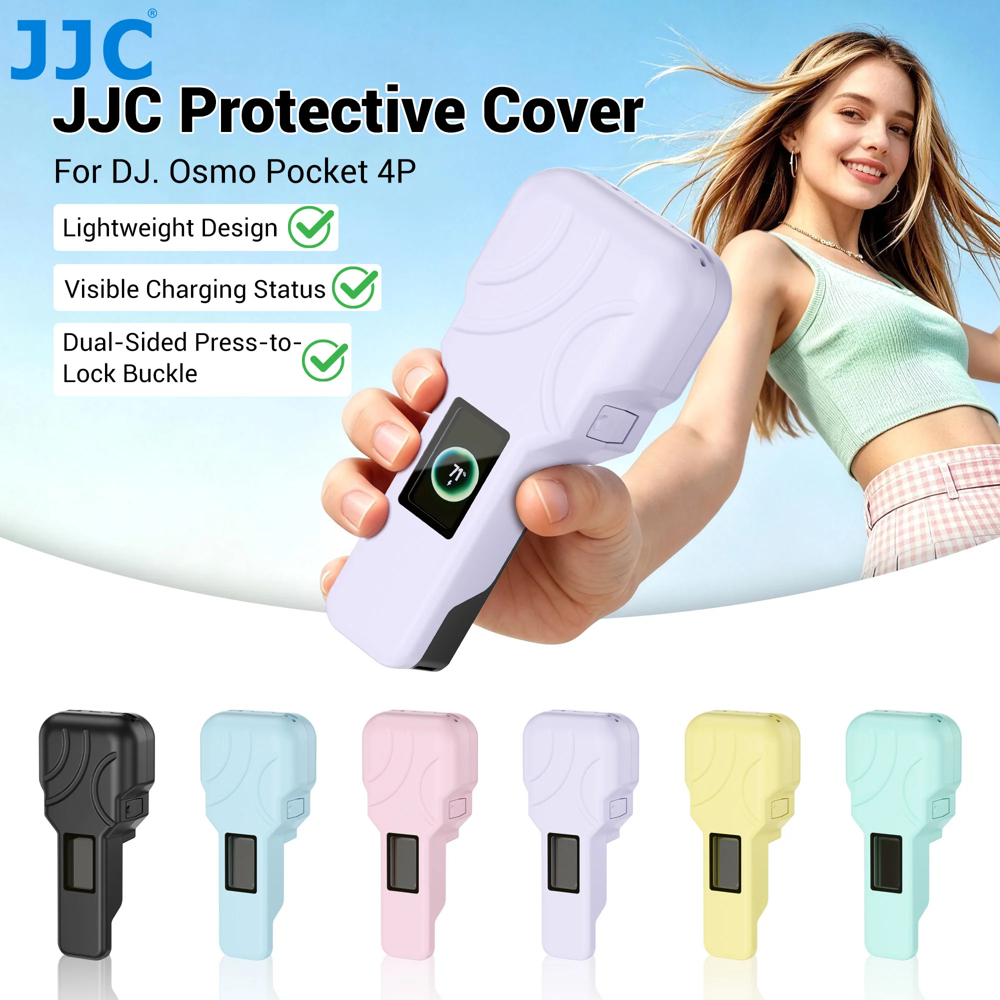 JJC Pocket 4P Protective Case Hard Shell Protective Cover for DJI Osmo Pocket 4P Upgraded Half-Wrap Design Anti Drop Screen