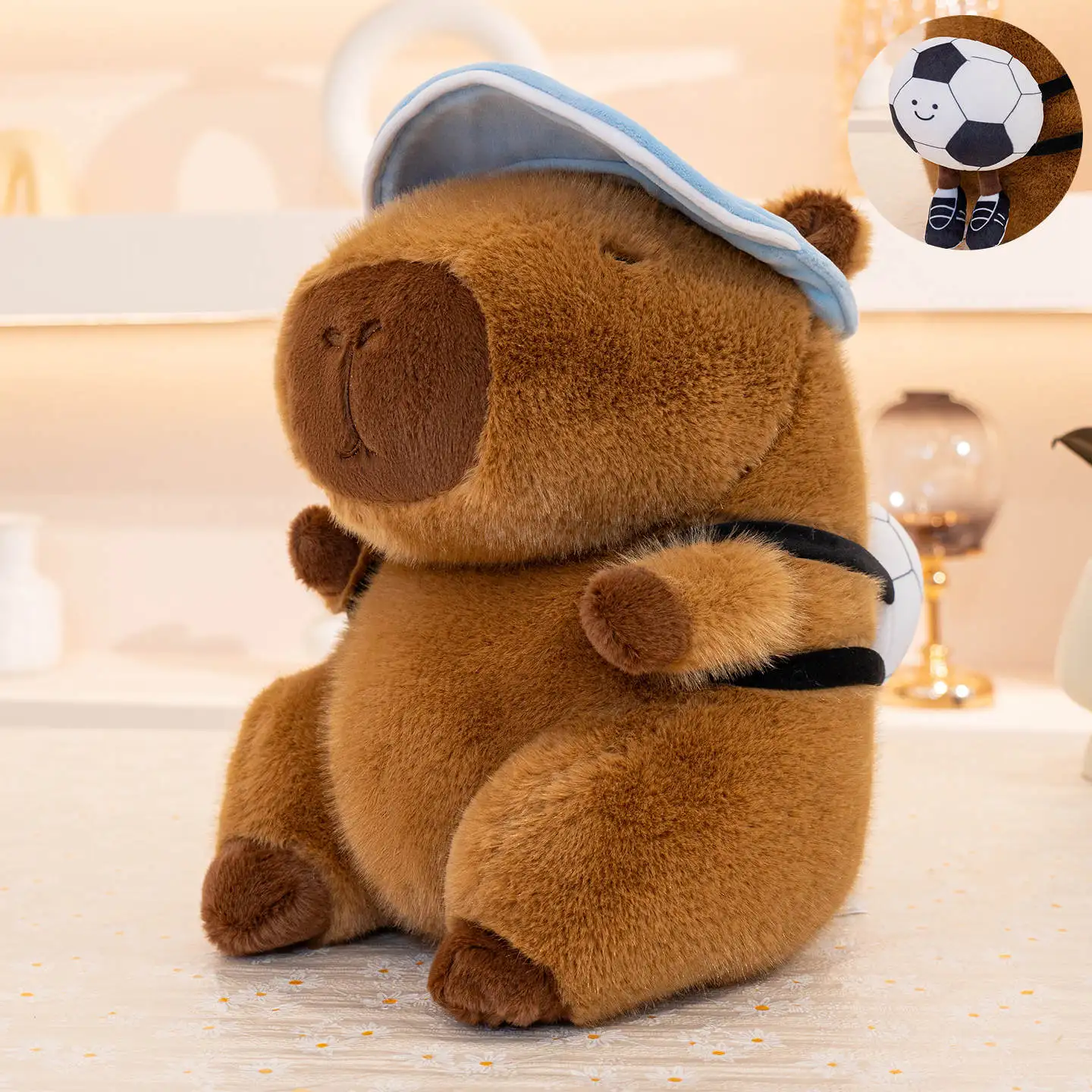 22/30cm dos desenhos animados diversão verão esportes capivara boneca de pelúcia sorvete coco natação futebol mochila capivara brinquedo de pelúcia decoração para casa