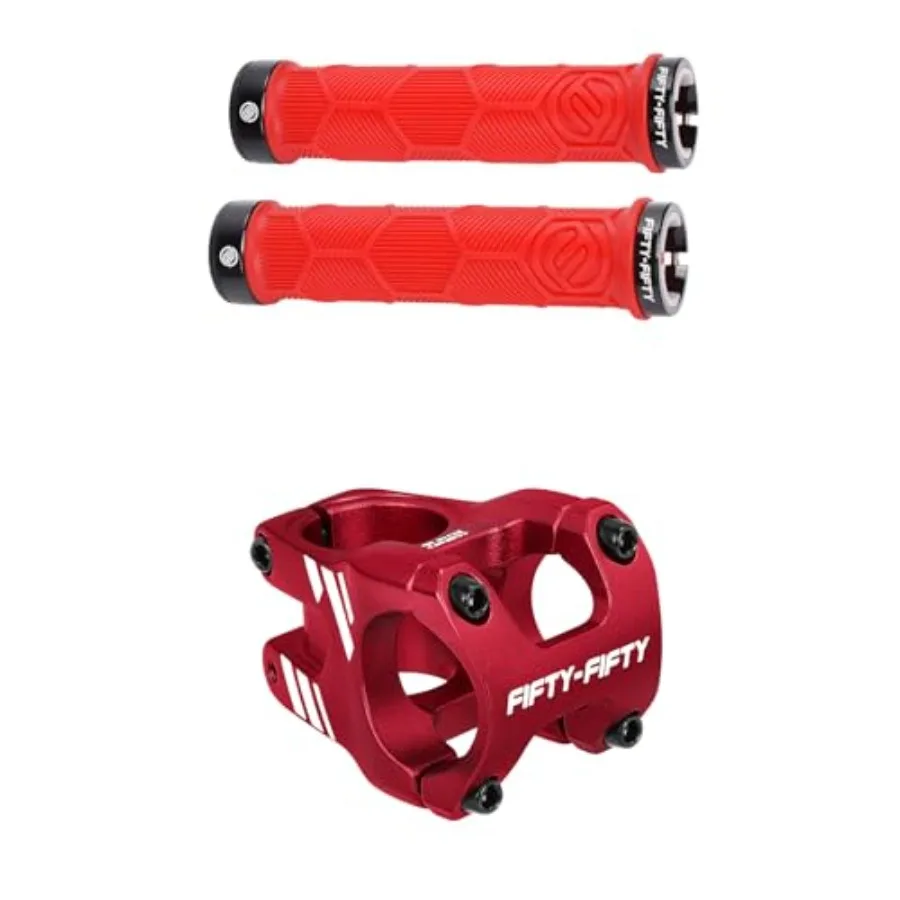 

Double Lock-On Mountain Bike Grips Bicycle Handlebar Locking Grips Non-Slip MTB Handle Mountain Bike Stem Aluminum Alloy Short