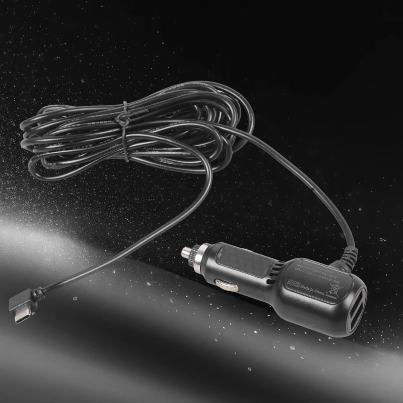 Dashcam Double USB Car Adapter 342cm Flexible Type C Cord Multi Device