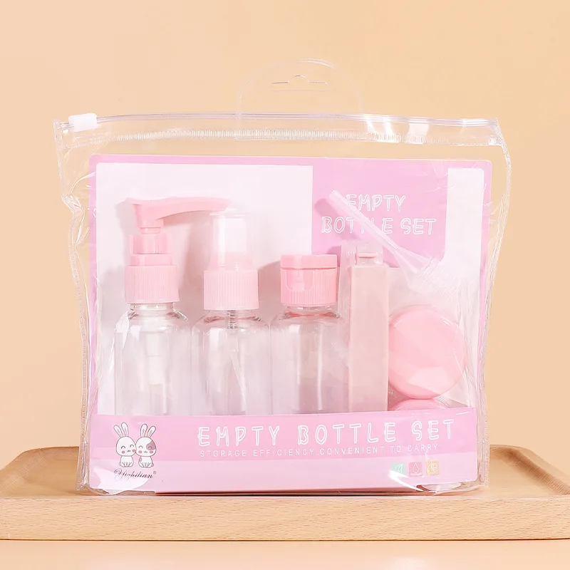 7/8Pcs Portable Travel Split Bottling Plastic Empty Bottle Set Cosmetic Spray Lotion Cream Shampoo Portable Sub-Bottling