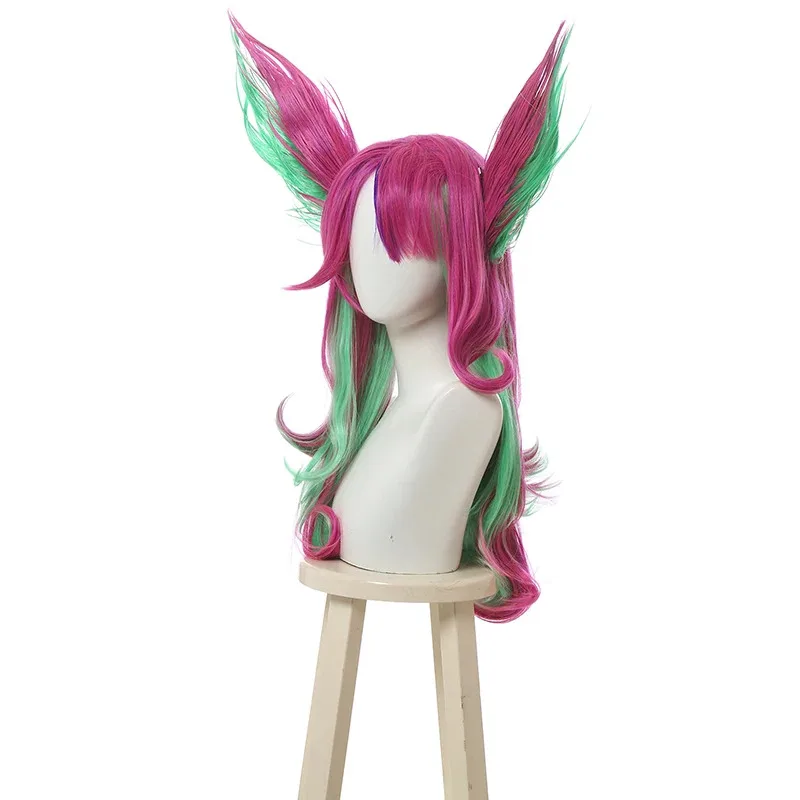 

qq023ROLECOS LOL Star Guardian Xayah парик 65 см разноцветные женские парики для косплея с ушками термостойкие синтетические волосы