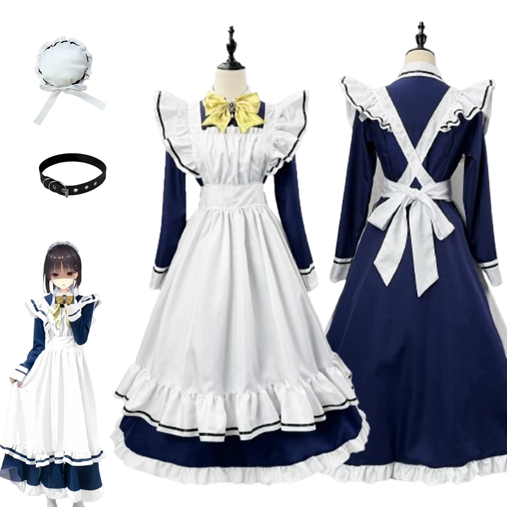 

Shiki Natsume Inspired Cosplay Costume Set Traditional Japanese Maid Dress with Yellow Bow for Anime Conventions & Themed Events