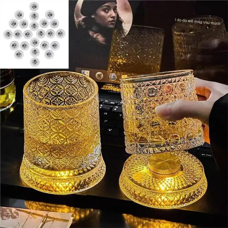 ABUN LED Coaster Light Up Coaster 24PCS, LED Bottle Light Sticker Coaster Flash Light Up Cup 7 for Colors for Party Bar Wedding