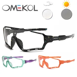 OMEKOL Brand New Photochromic Sport Cycling Glasses Men Women Outdoor Sun Glasses Bike Bicycle Eyewear MTB Baseball Sunglasses