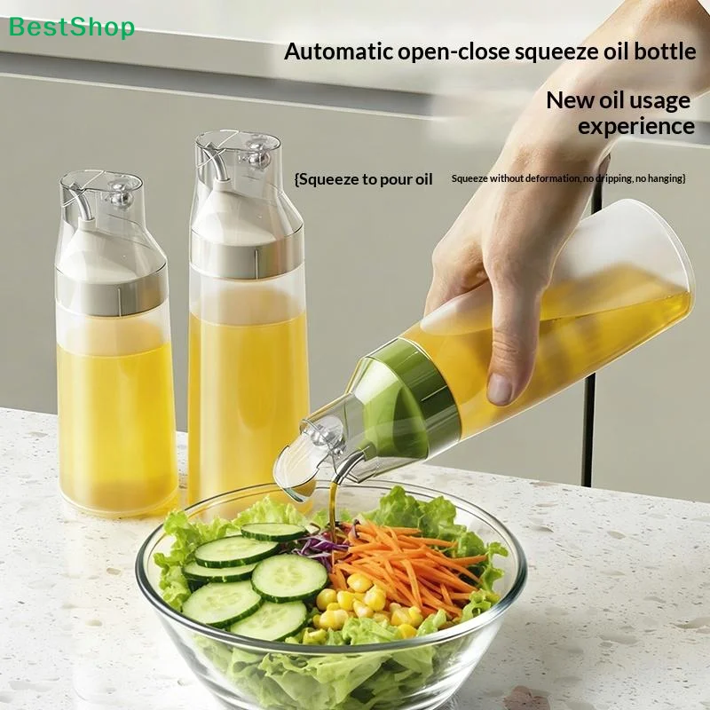 ✔Automatic Open Close Squeeze Oil Dispenser Bottle,Leakproof Plastic Cooking Oil Pour Container for Kitchen