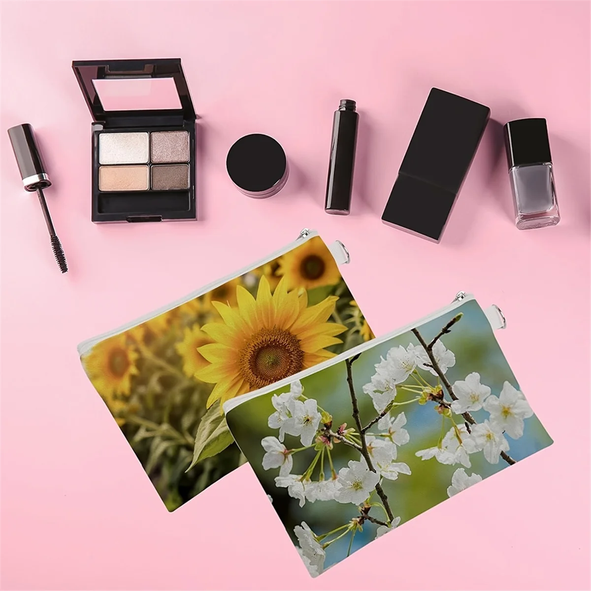 I nuovi sacchetti per trucco in tela bianca per sublimazione da 15 pezzi sfusi, sacchetti per cosmetici per trasferimento di calore fai da te, 7,28 x 4,72 pollici