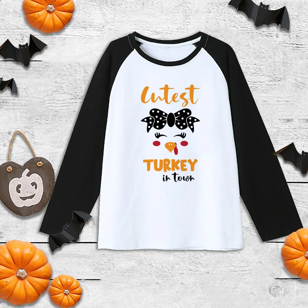 Thanksgiving Boys Girls Shirt Coolest Turkey In Town T-Shirt Kids Thanksgiving Cute Clothes Gift Tee Child Sibling Raglan Shirt