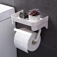 Transparent Roll Paper Toilet Paper Holder Tissue Accessories Rack Holders Wall Mount Kitchen Bathroom Self Adhesive